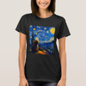 Cute Highland Baby Cow Graphic Van Gogh Style Star T-shirt (Voorkant)