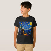 Cute Highland Baby Cow Graphic Van Gogh Style Star T-shirt (Voorkant volledig)