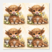 Cute Highland Cow Baby Pattern Wallpaper Behang (Voorkant)