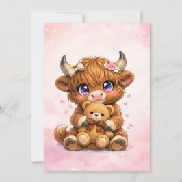 Cute Highland Cow Baby Shower Invitation Kaart
