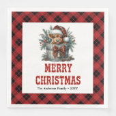 Cute highland cow buffalo themed Xmas napkins Servet (Voorkant)