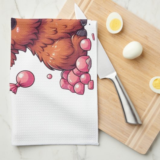 Cute Highland Cow calf blowing bubbles Theedoek (Quarter Fold)