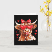 Cute Highland Cow Candy Cane Heart Valentines Day  Kaart (Gele Bloem)