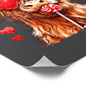 Cute Highland Cow Candy Cane Heart Valentines Day Poster (Hoek)