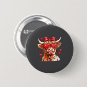 Cute Highland Cow Candy Cane Heart Valentines Day  Ronde Button 5,7 Cm (Voorkant /achterkant)