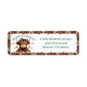 Cute Highland Cow Christmas Business Address Etiket (Voorkant)