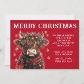 Cute Highland Cow Christmas Feestdagenkaart (Voorkant)