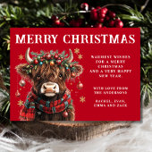 Cute Highland Cow Christmas Feestdagenkaart