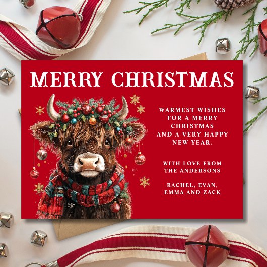 Cute Highland Cow Christmas Feestdagenkaart