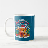 Cute Highland Cow Christmas Funny Santa Lights Hol Koffiemok (Links)