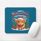 Cute Highland Cow Christmas Funny Santa Lights Hol Muismat (Met muis)