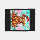 Cute Highland Cow Christmas Lights Merry Xmas Cows Fleece Deken (Voorkant (Horizontaal))
