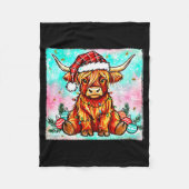 Cute Highland Cow Christmas Lights Merry Xmas Cows Fleece Deken (Voorkant)