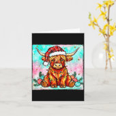 Cute Highland Cow Christmas Lights Merry Xmas Cows Kaart (Gele Bloem)