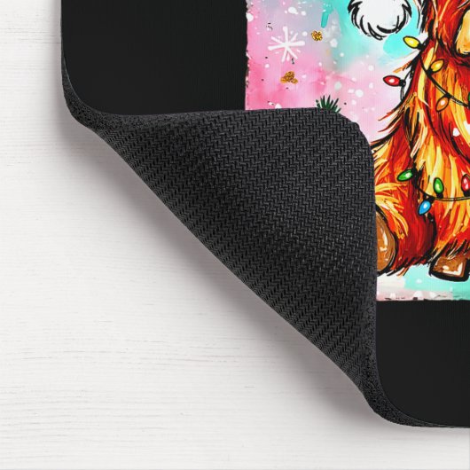 Cute Highland Cow Christmas Lights Merry Xmas Cows Muismat (Hoek)