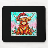 Cute Highland Cow Christmas Lights Merry Xmas Cows Muismat (Voorkant)
