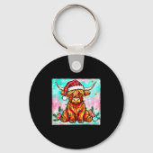 Cute Highland Cow Christmas Lights Merry Xmas Cows Sleutelhanger (Voorkant)