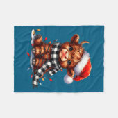 Cute Highland Cow Christmas Lights Santa Hat Winte Fleece Deken (Voorkant (Horizontaal))