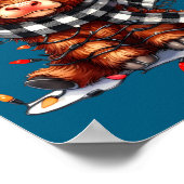 Cute Highland Cow Christmas Lights Santa Hat Winte Poster (Hoek)