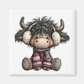 Cute Highland Cow Christmas Magnet (Voorkant)