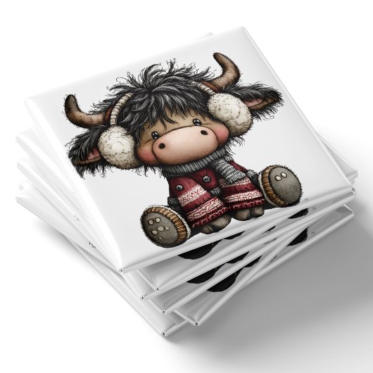 Cute Highland Cow Christmas Magnet