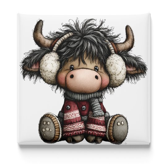 Cute Highland Cow Christmas Magnet