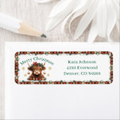Cute Highland Cow Christmas Return Address Etiket (Insitu)