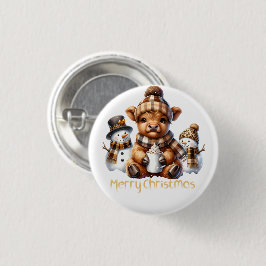 Cute Highland Cow Christmas Ronde Button 3,2 Cm