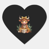 Cute Highland Cow Christmas Santa Highland Cow Lov Hart Sticker (Voorkant)