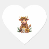 Cute Highland Cow Christmas Santa Highland Cow Lov Hart Sticker (Voorkant)