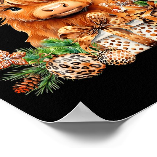 Cute Highland Cow Christmas Santa Highland Cow Lov Poster (Hoek)