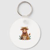 Cute Highland Cow Christmas Santa Highland Cow Lov Sleutelhanger (Voorkant)