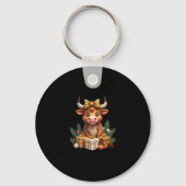 Cute Highland Cow Christmas Santa Highland Cow Lov Sleutelhanger (Voorkant)