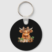 Cute Highland Cow Christmas Santa Highland Cow Lov Sleutelhanger (Voorkant)