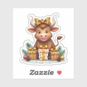 Cute Highland Cow Christmas Santa Highland Cow Lov Sticker (Vel)