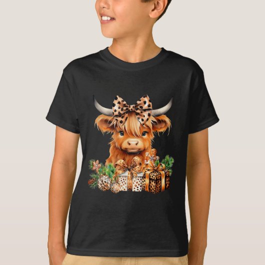 Cute Highland Cow Christmas Santa Highland Cow Lov T-shirt (Voorkant)