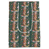 Cute Highland Cow Christmas Trees Hot Cocoa Cozy Medium Cadeauzakje (Achterkant)