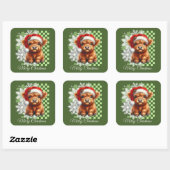 Cute Highland Cow Christmas Vierkante Sticker (Vel)