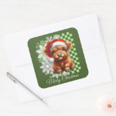 Cute Highland Cow Christmas Vierkante Sticker (Envelop)