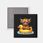 Cute Highland Cow Duck Ol Float Summer Vibes Swimm Magneet (Voorkant / Achterkant)