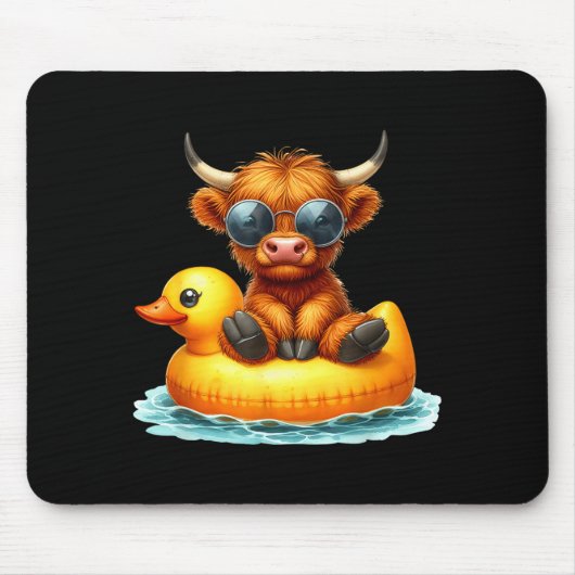 Cute Highland Cow Duck Ol Float Summer Vibes Swimm Muismat (Voorkant)