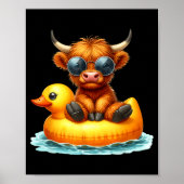 Cute Highland Cow Duck Ol Float Summer Vibes Swimm Poster (Voorkant)