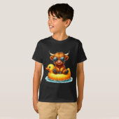 Cute Highland Cow Duck Ol Float Summer Vibes Swimm T-shirt (Voorkant volledig)