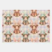 Cute Highland Cow Easter Bunny Spring Inpakpapier Vel (Voorkant)