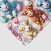 Cute Highland Cow Easter Pastel Eggs Tissuepapier (Detail)