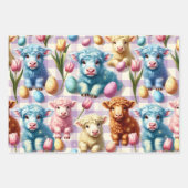 Cute Highland Cow Easter Spring Inpakpapier Vel (Voorkant 2)