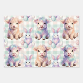 Cute Highland Cow Easter Spring Inpakpapier Vel