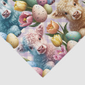 Cute Highland Cow Easter Tulips Pastel Tissuepapier (Detail)