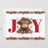 Cute Highland Cow Joy Christmas Feestdagenkaart (Voorkant)
