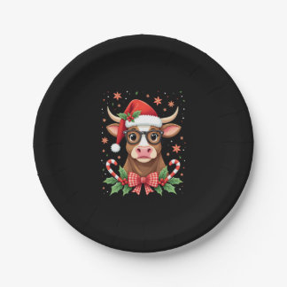 Cute Highland Cow Lover Santa Hat Western Christma Papieren Bordje